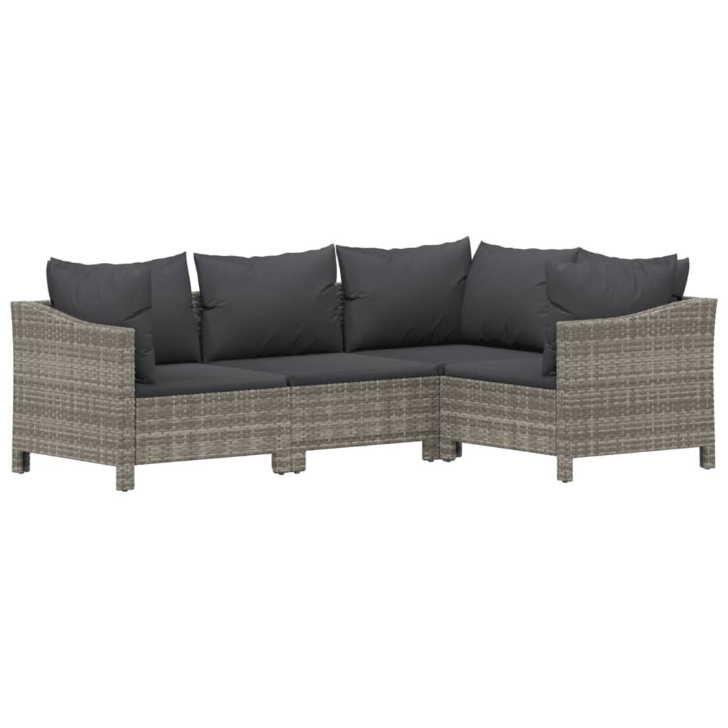 Set Mobilier De Grădină Cu Perne, 7 Piese, Gri, Poliratan