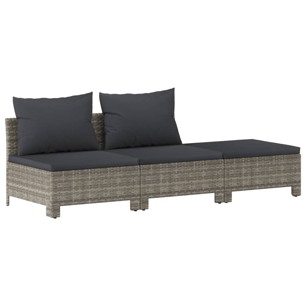 Set Mobilier De Grădină Cu Perne, 7 Piese, Gri, Poliratan