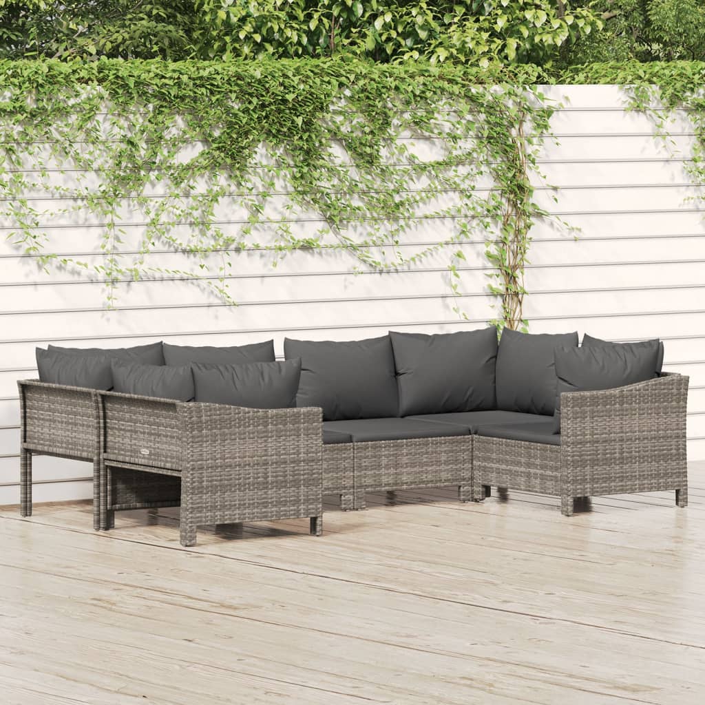 Set Mobilier De Grădină Cu Perne, 8 Piese, Gri, Poliratan