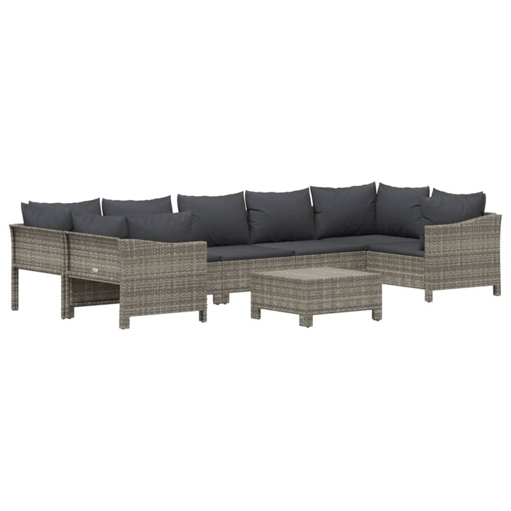 Set Mobilier De Grădină Cu Perne, 8 Piese, Gri, Poliratan
