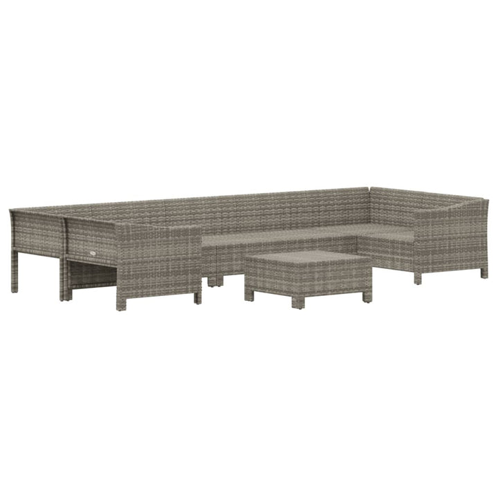 Set Mobilier De Grădină Cu Perne, 8 Piese, Gri, Poliratan