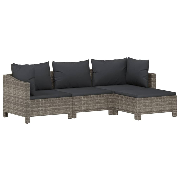 Set Mobilier De Grădină Cu Perne, 8 Piese, Gri, Poliratan