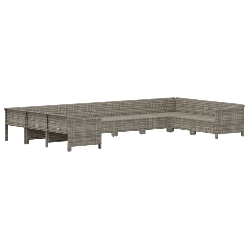 Set Mobilier De Grădină Cu Perne, 10 Piese, Gri, Poliratan