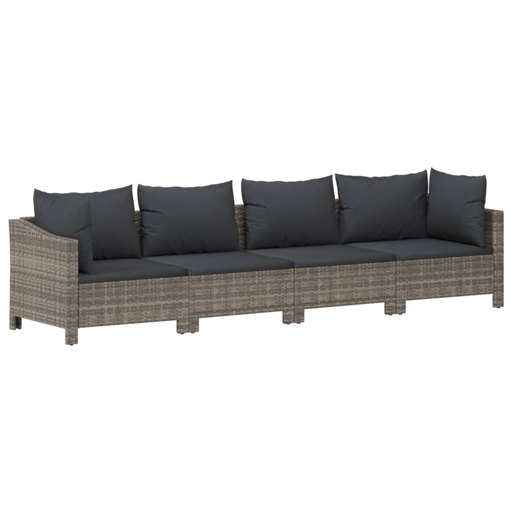Set Mobilier De Grădină Cu Perne, 10 Piese, Gri, Poliratan