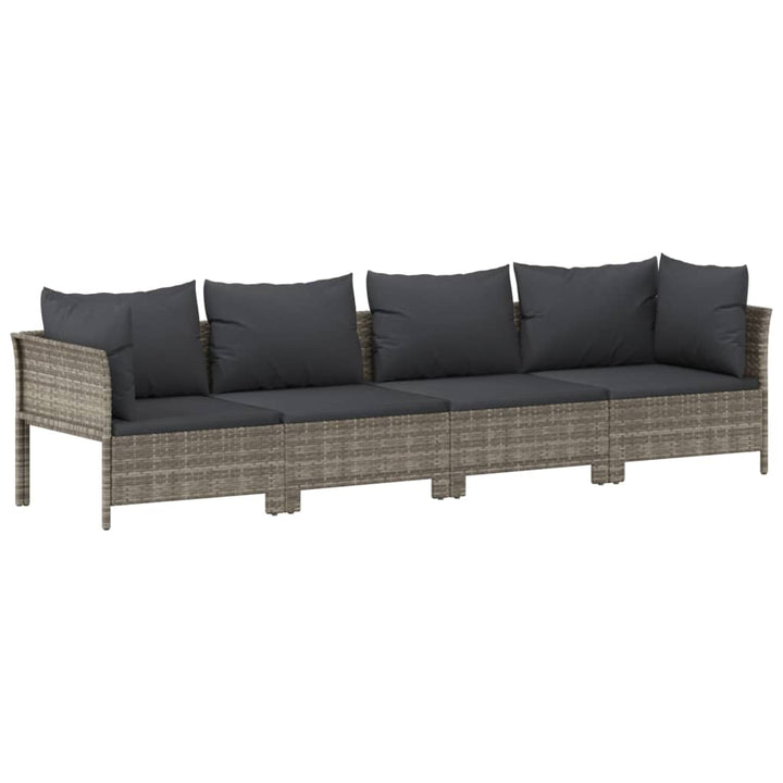 Set Mobilier De Grădină Cu Perne, 10 Piese, Gri, Poliratan