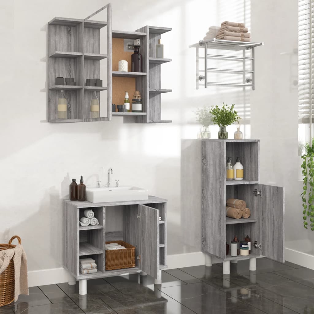 Set Mobilier De Baie, 3 Piese, , Lemn Prelucrat