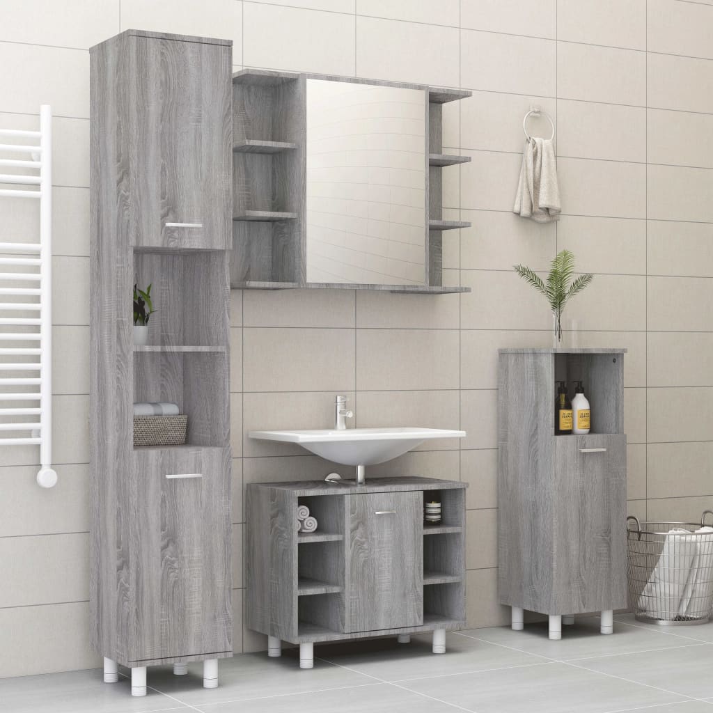 Set Mobilier De Baie, 4 Piese, , Lemn Prelucrat