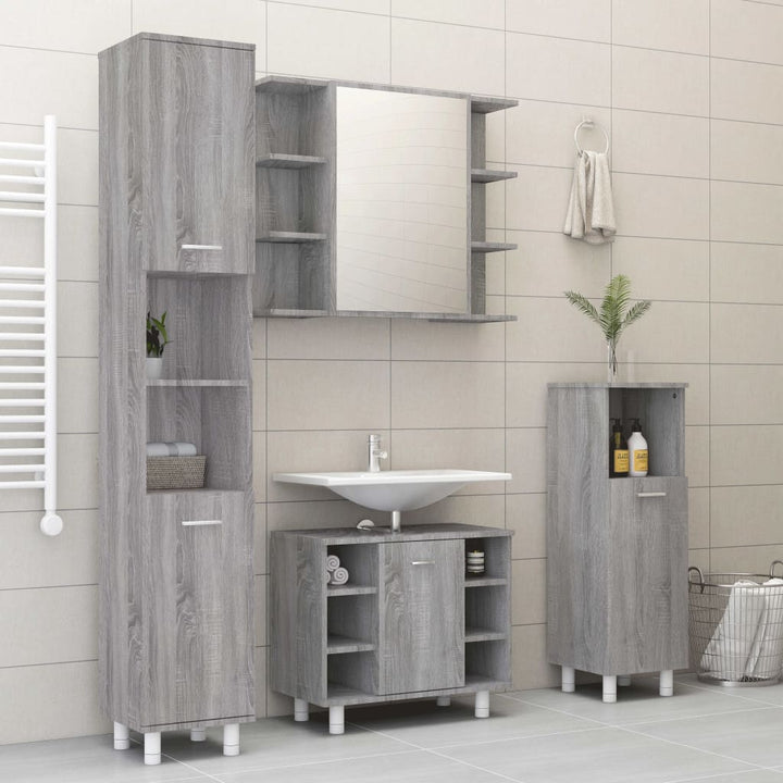 Set Mobilier De Baie, 4 Piese, , Lemn Prelucrat