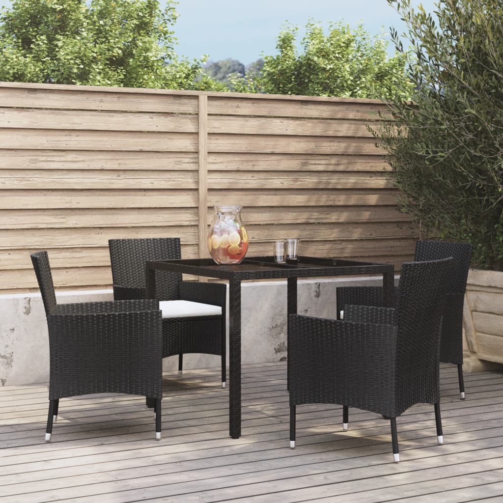 Set Mobilier De Grădină Cu Perne, 5 Piese, Negru, Poliratan