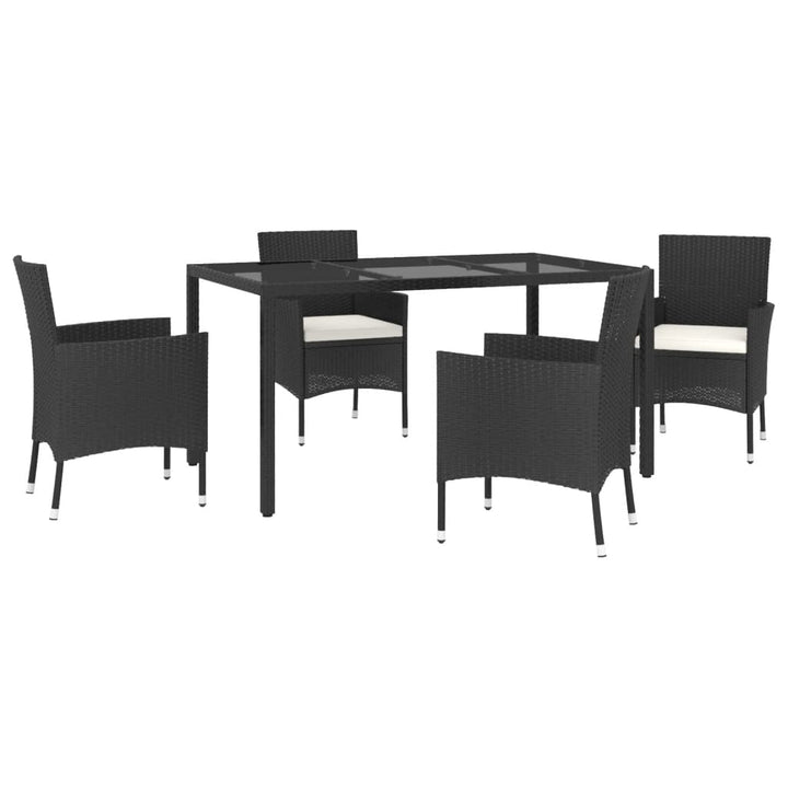 Set Mobilier De Grădină Cu Perne, 5 Piese, Negru, Poliratan