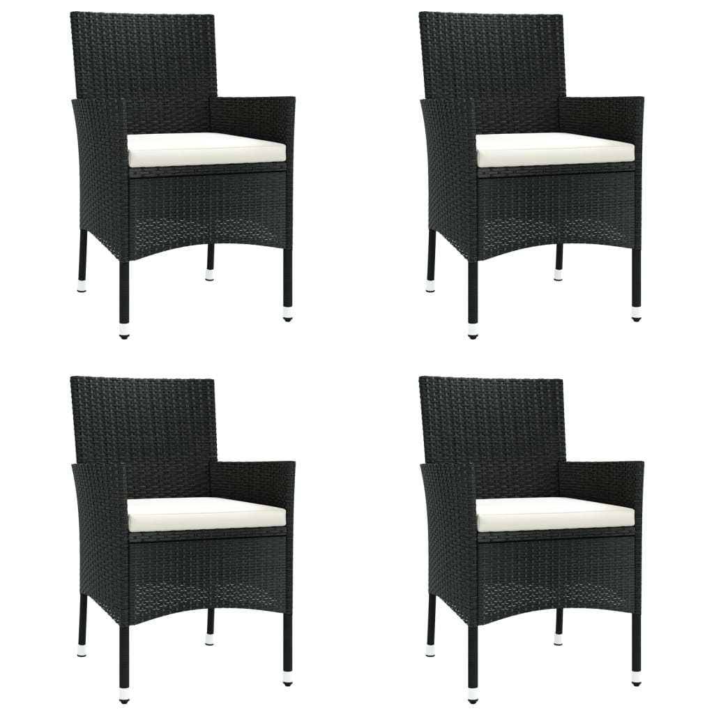 Set Mobilier De Grădină Cu Perne, 5 Piese, Negru, Poliratan