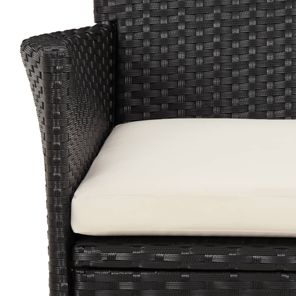 Set Mobilier De Grădină Cu Perne, 5 Piese, Negru, Poliratan