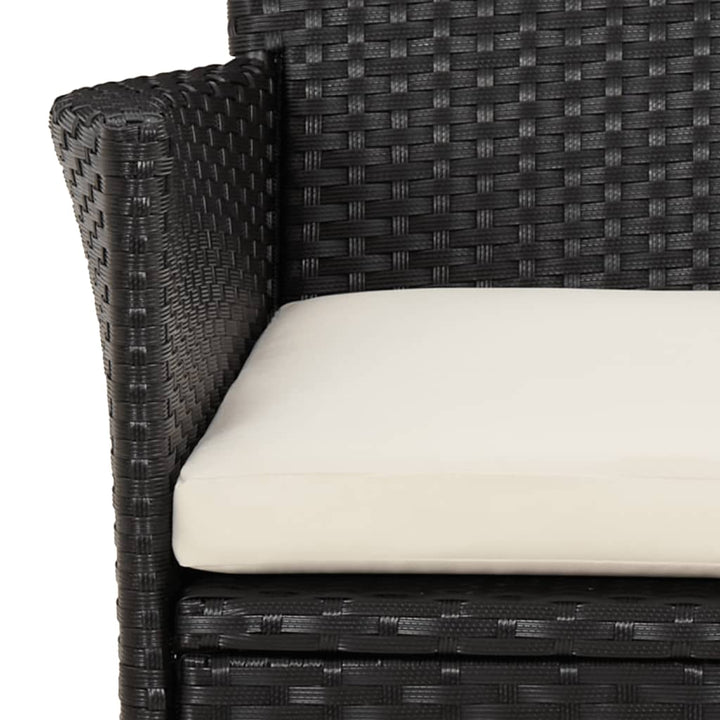 Set Mobilier De Grădină Cu Perne, 5 Piese, Negru, Poliratan