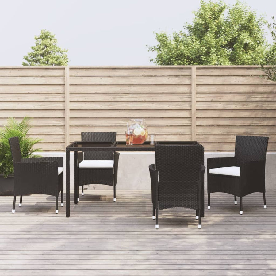 Set Mobilier De Grădină Cu Perne, 5 Piese, Negru, Poliratan