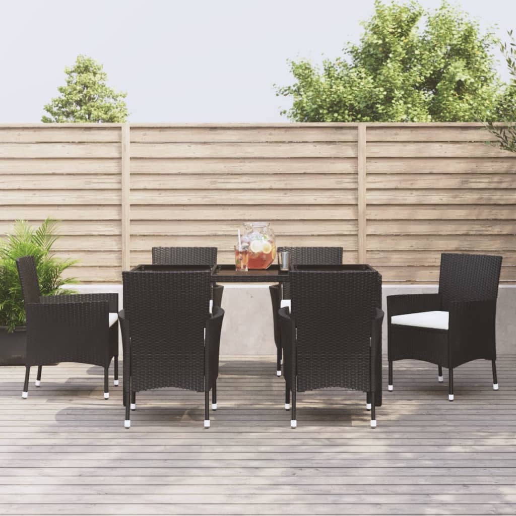 Set Mobilier De Grădină Cu Perne, 5 Piese, Negru, Poliratan