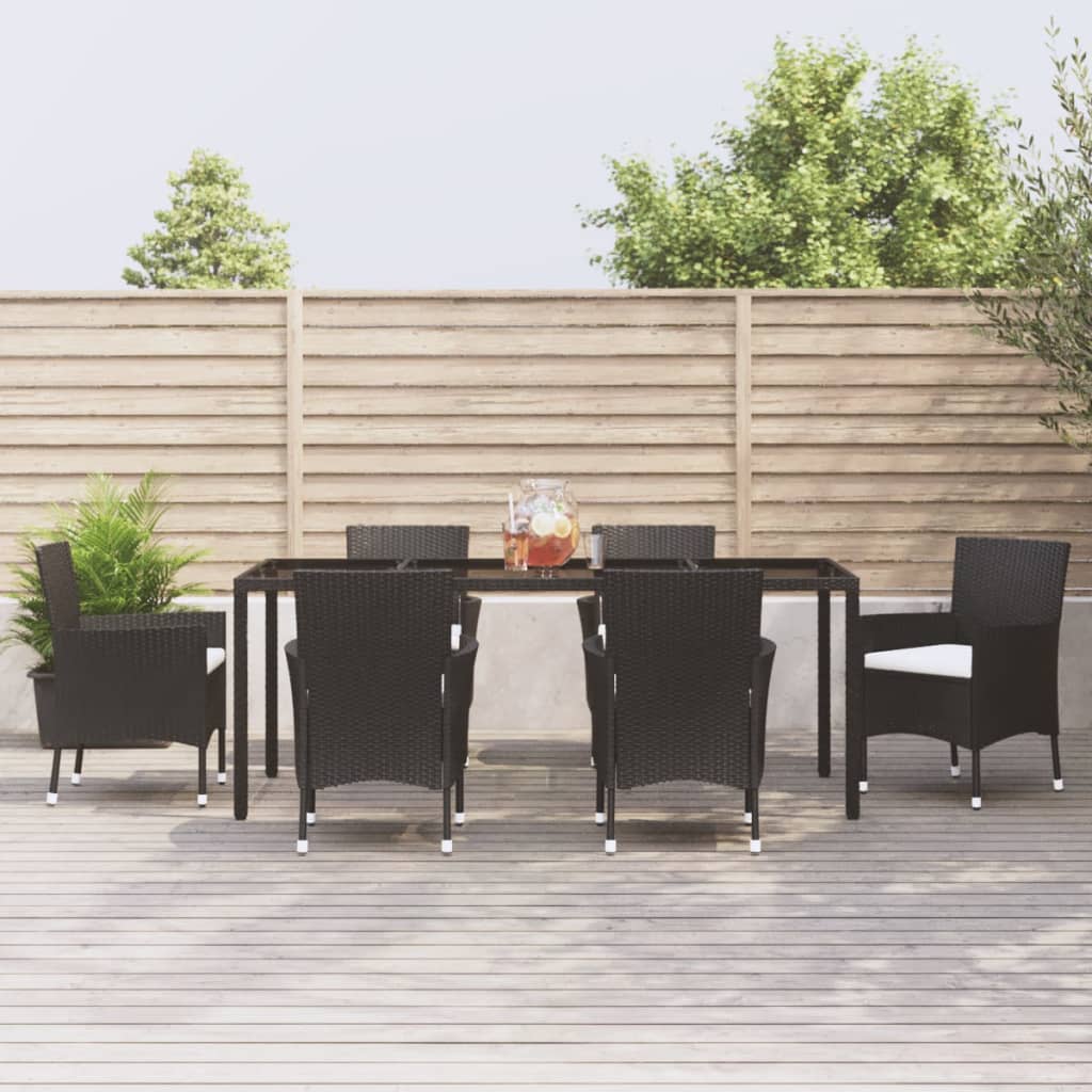Set Mobilier De Grădină Cu Perne, 5 Piese, Negru, Poliratan
