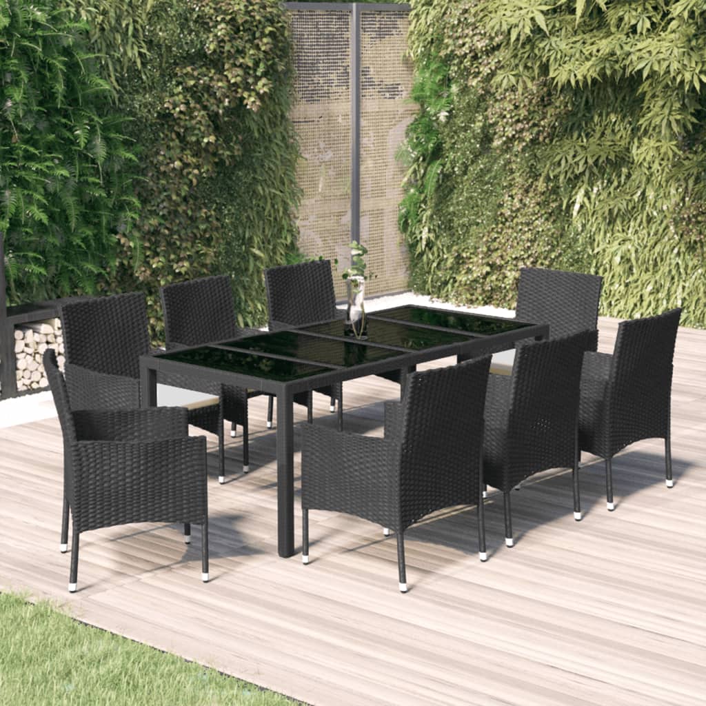 Set Mobilier De Grădină Cu Perne, 5 Piese, Negru, Poliratan