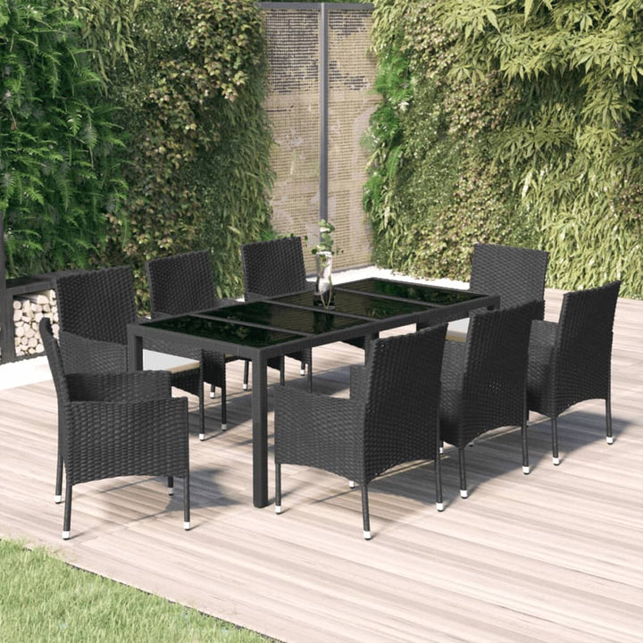 Set Mobilier De Grădină Cu Perne, 5 Piese, Negru, Poliratan
