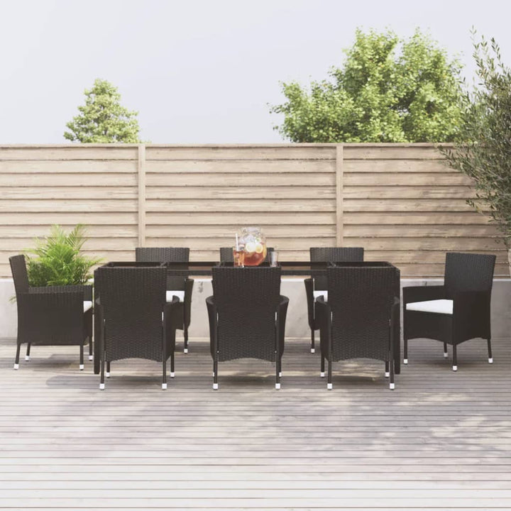 Set Mobilier De Grădină Cu Perne, 5 Piese, Negru, Poliratan