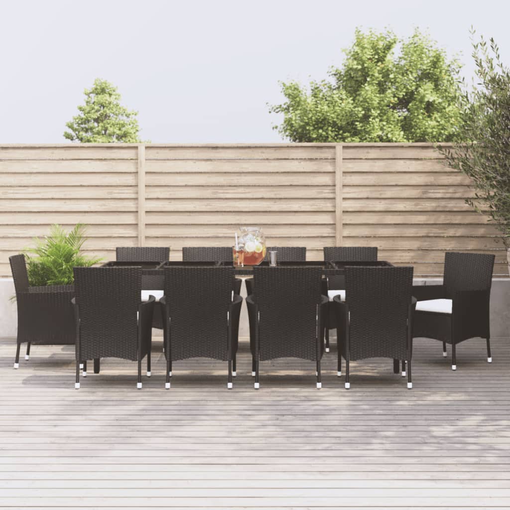 Set Mobilier De Grădină Cu Perne, 5 Piese, Negru, Poliratan