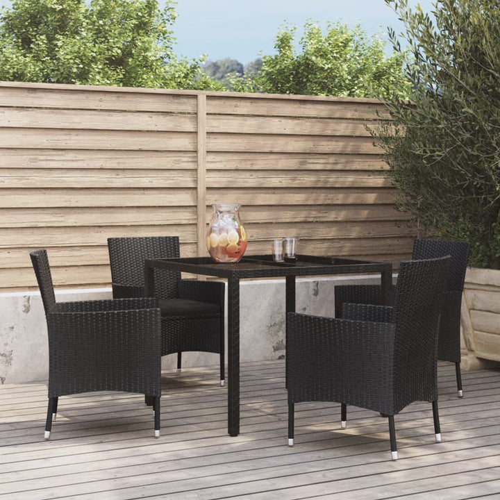 Set Mobilier De Grădină Cu Perne, 5 Piese, Negru, Poliratan