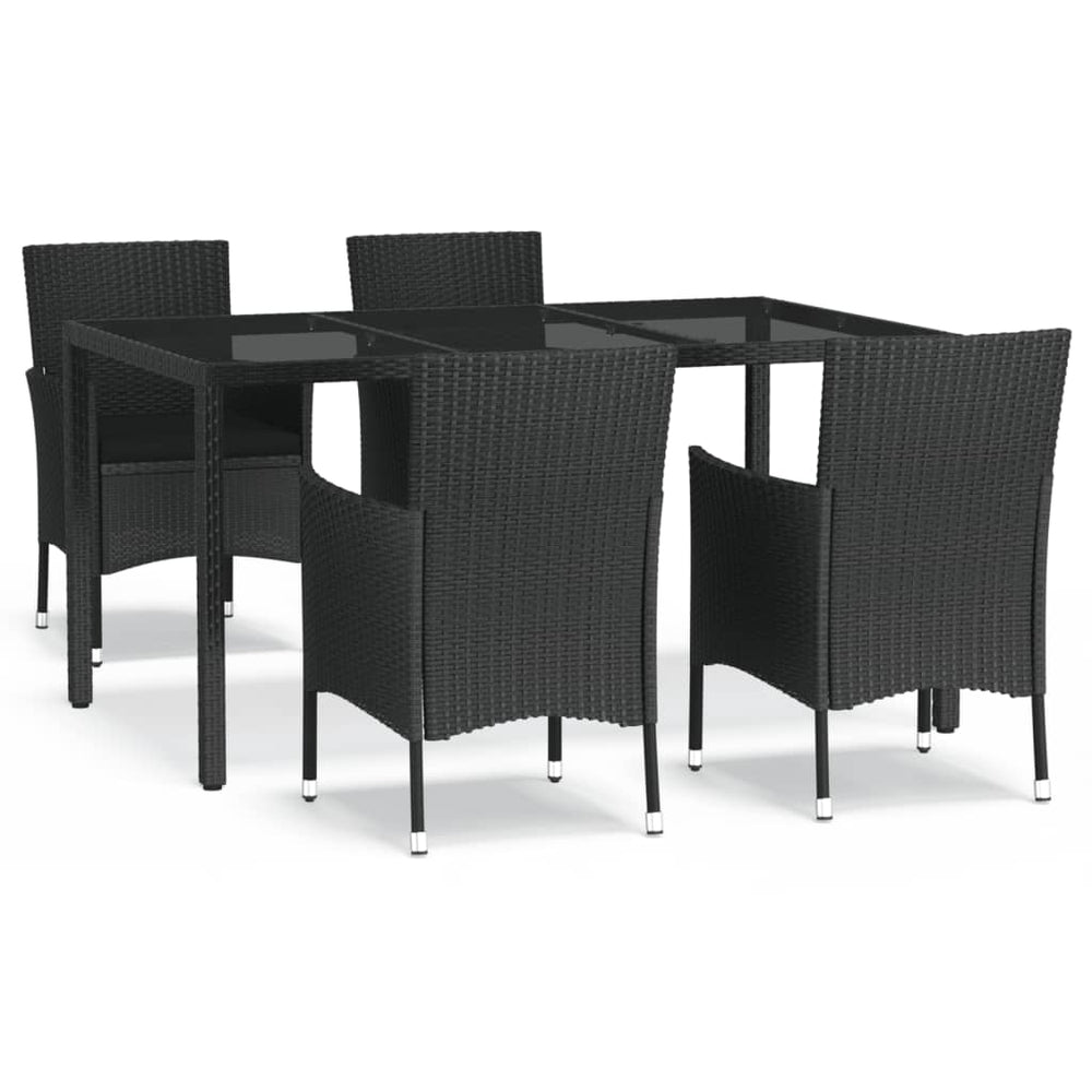 Set Mobilier De Grădină Cu Perne, 5 Piese, Negru, Poliratan