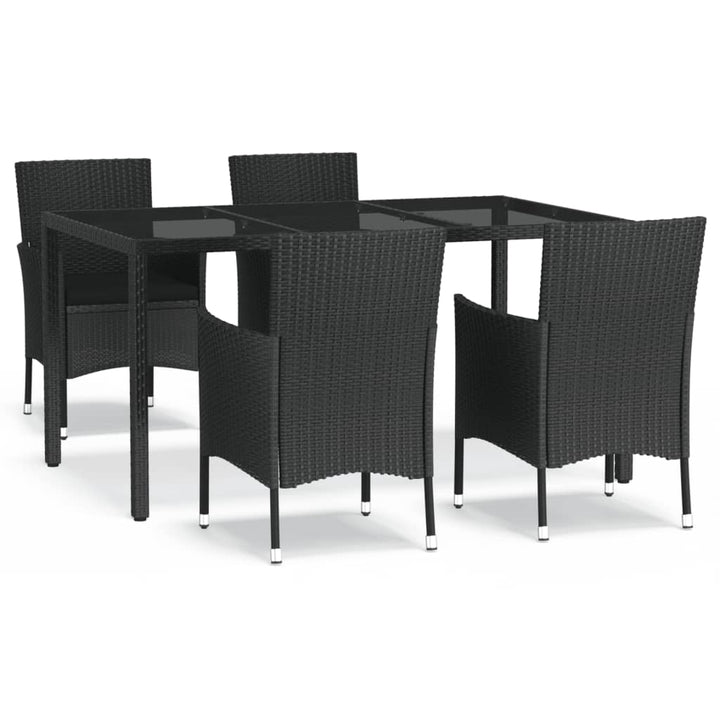 Set Mobilier De Grădină Cu Perne, 5 Piese, Negru, Poliratan