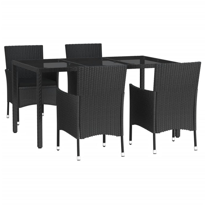 Set Mobilier De Grădină Cu Perne, 5 Piese, Negru, Poliratan