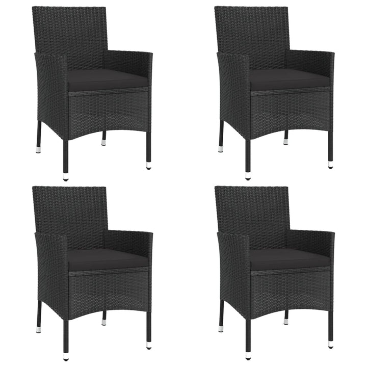 Set Mobilier De Grădină Cu Perne, 5 Piese, Negru, Poliratan