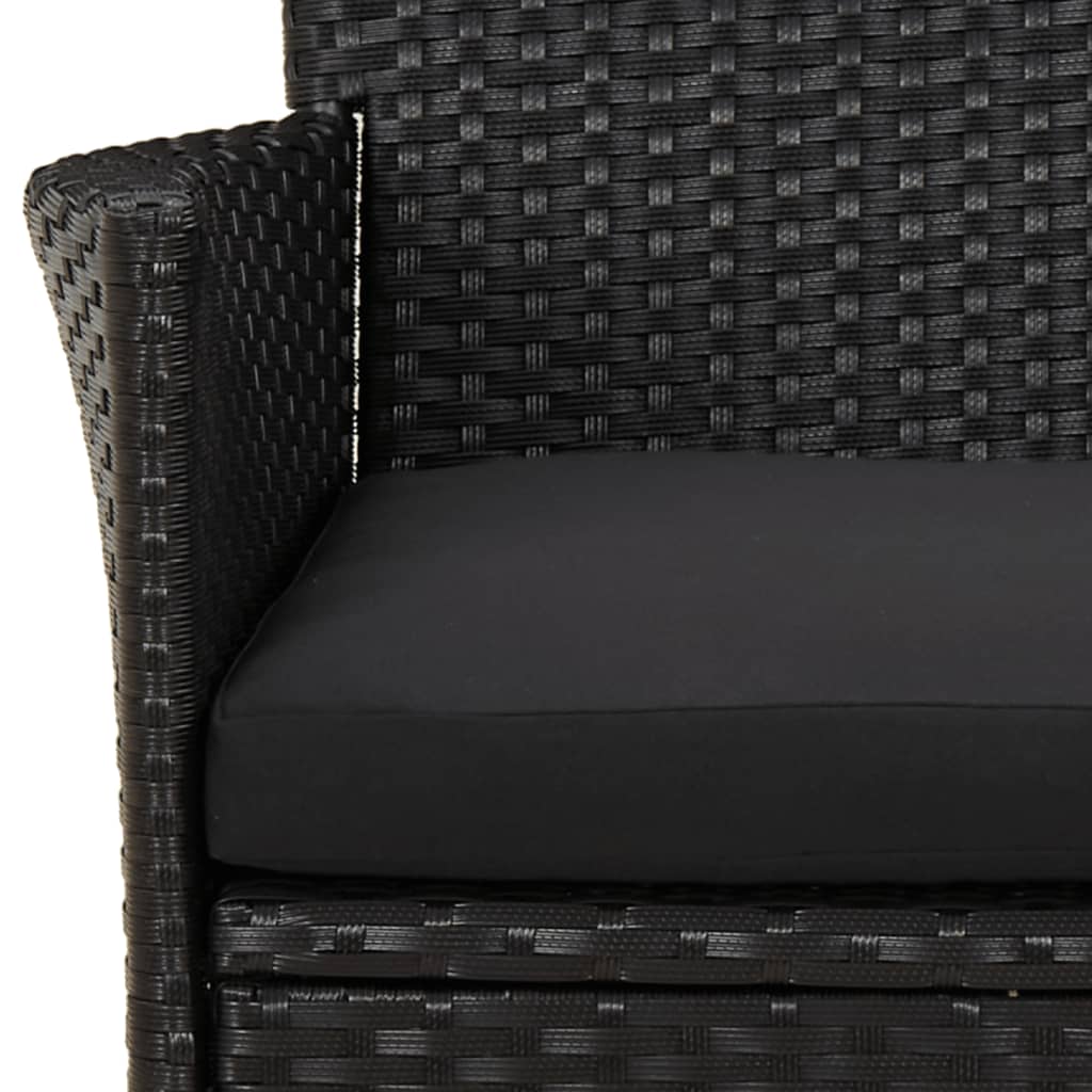 Set Mobilier De Grădină Cu Perne, 5 Piese, Negru, Poliratan
