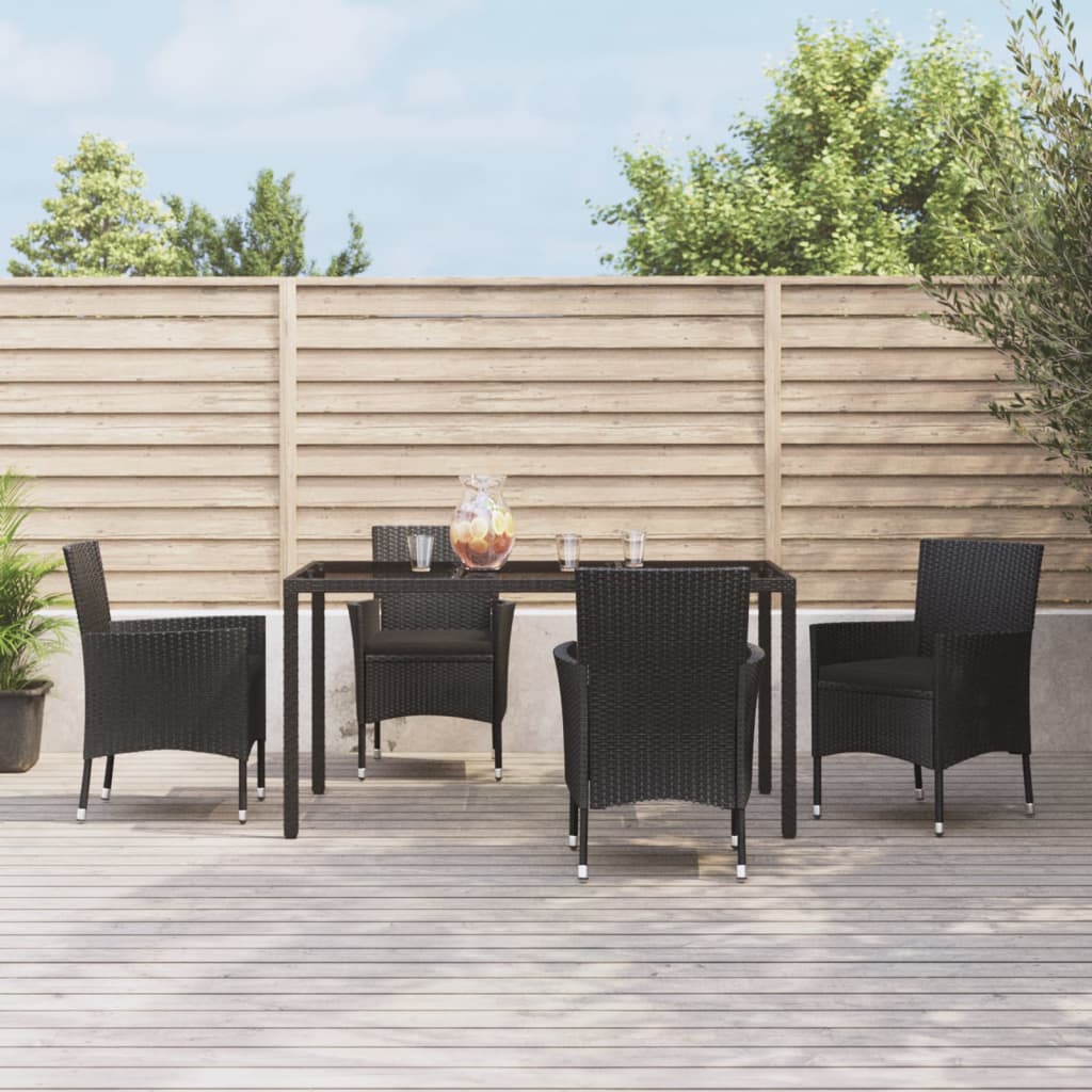 Set Mobilier De Grădină Cu Perne, 5 Piese, Negru, Poliratan