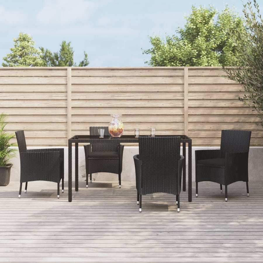 Set Mobilier De Grădină Cu Perne, 5 Piese, Negru, Poliratan