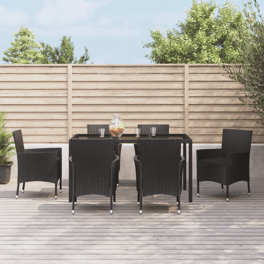 Set Mobilier De Grădină Cu Perne, 5 Piese, Negru, Poliratan