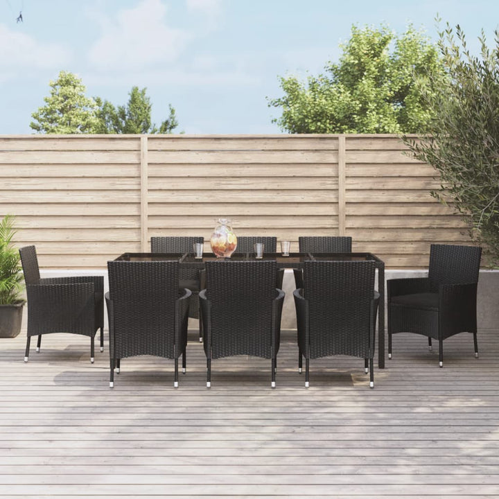 Set Mobilier De Grădină Cu Perne, 5 Piese, Negru, Poliratan