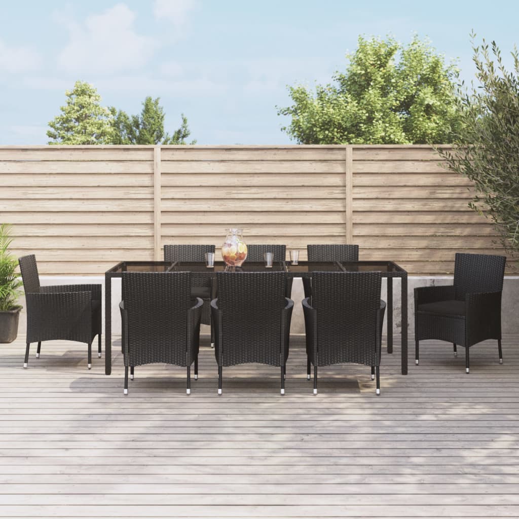 Set Mobilier De Grădină Cu Perne, 5 Piese, Negru, Poliratan
