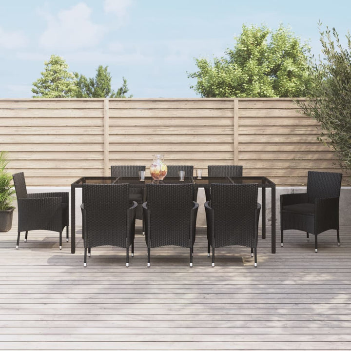 Set Mobilier De Grădină Cu Perne, 5 Piese, Negru, Poliratan