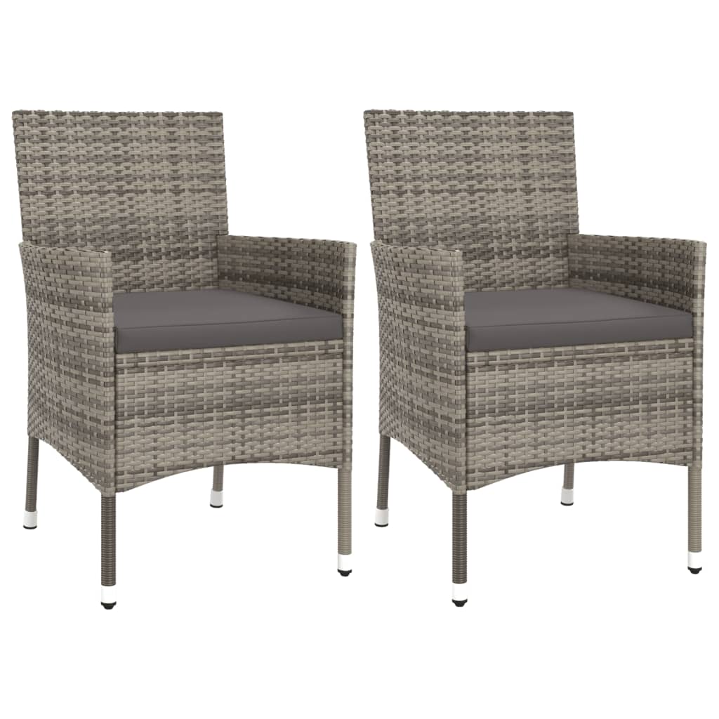 Set Mobilier De Grădină Cu Perne, 3 Piese, Gri, Poliratan