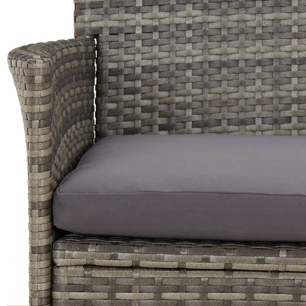 Set Mobilier De Grădină Cu Perne, 3 Piese, Gri, Poliratan