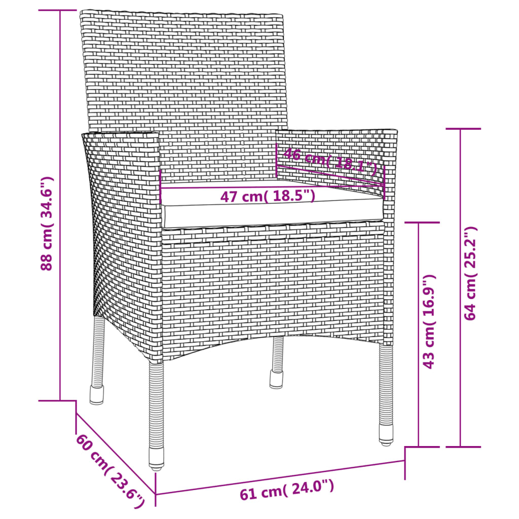 Set Mobilier De Grădină Cu Perne, 3 Piese, Gri, Poliratan