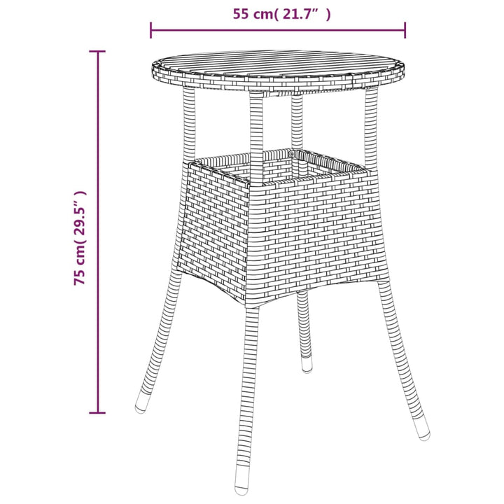 Set Bistro De Grădină Cu Perne, 3 Piese, , Poliratan