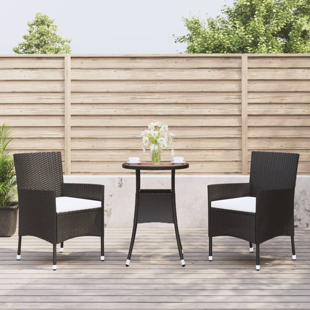 Set Bistro De Grădină Cu Perne, 3 Piese, , Poliratan
