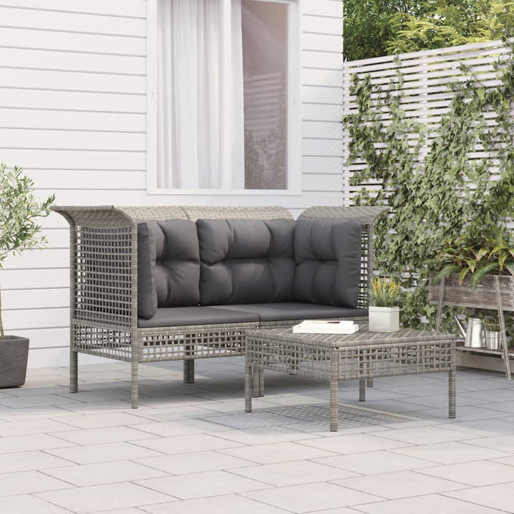 Set Mobilier De Grădină Cu Perne, 4 Piese, Gri, Poliratan