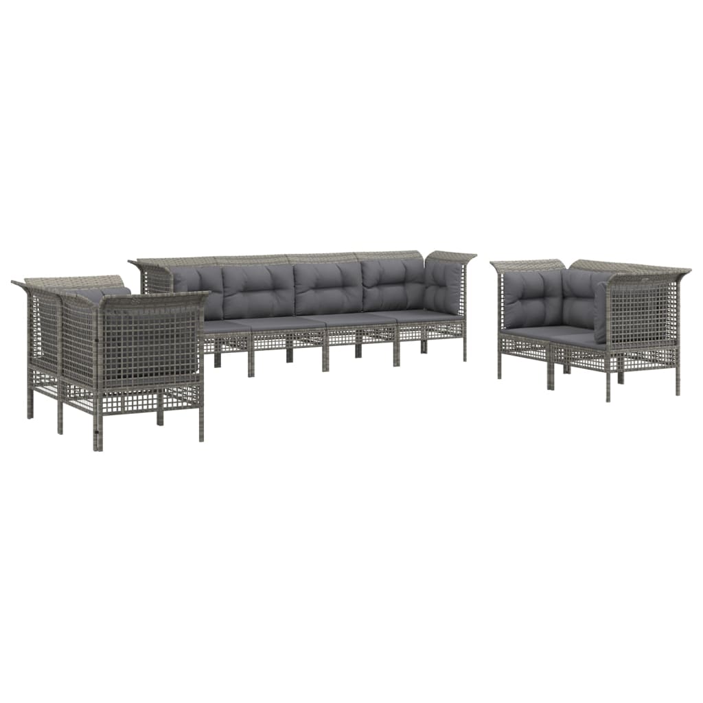 Set Mobilier De Grădină Cu Perne, 8 Piese, Gri, Poliratan