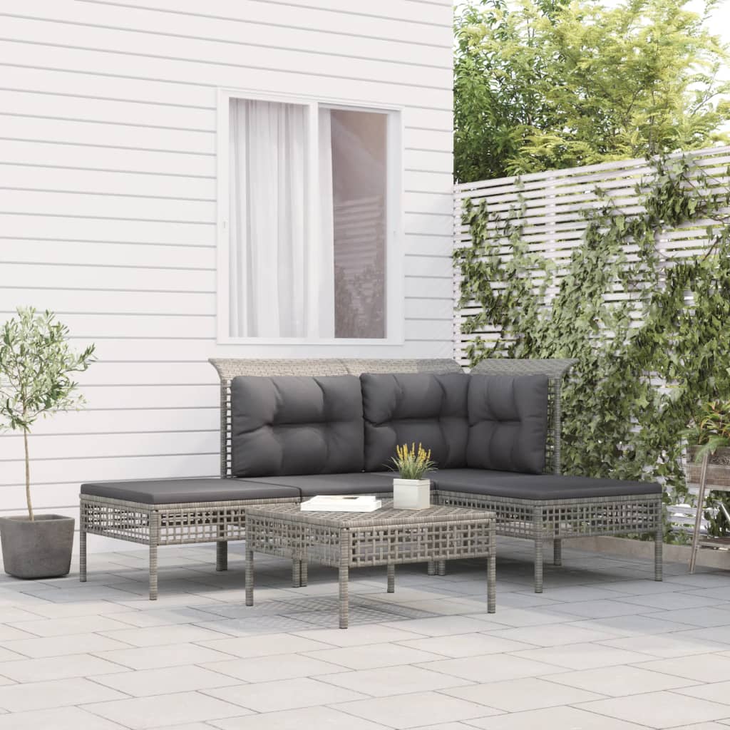 Set Mobilier De Grădină Cu Perne, 6 Piese, Gri, Poliratan