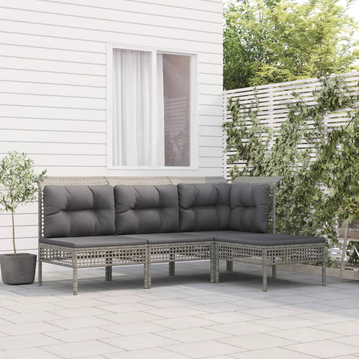 Set Mobilier De Grădină Cu Perne, 6 Piese, Gri, Poliratan