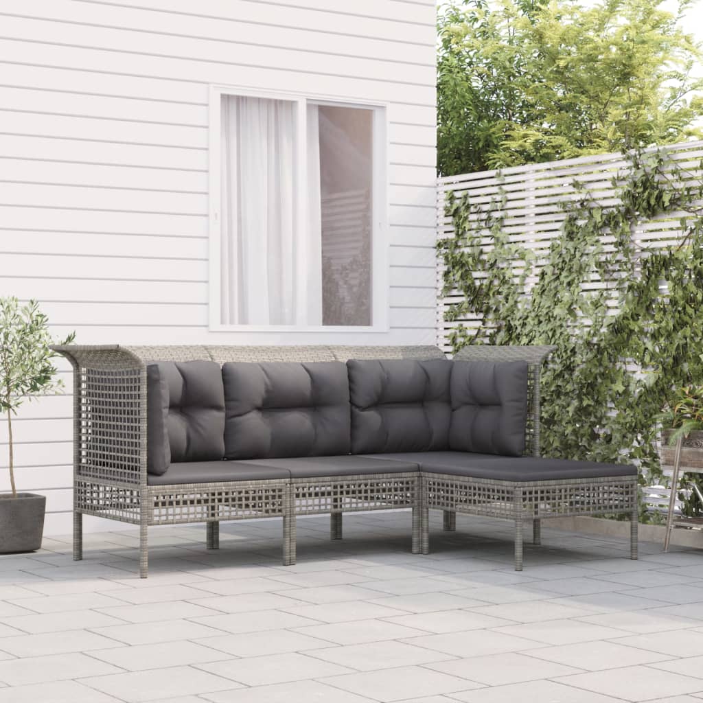 Set Mobilier De Grădină Cu Perne, 6 Piese, Gri, Poliratan