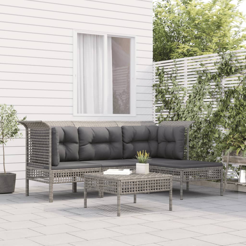 Set Mobilier De Grădină Cu Perne, 6 Piese, Gri, Poliratan