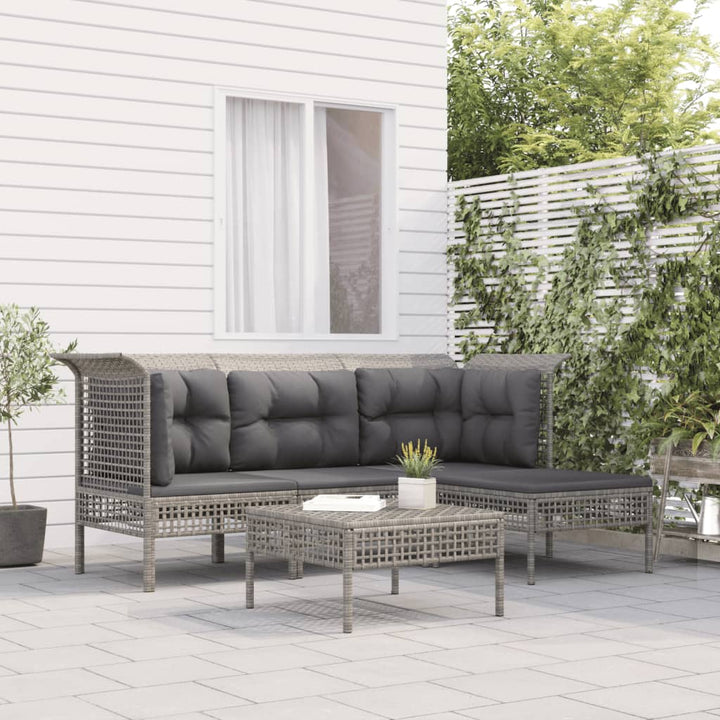 Set Mobilier De Grădină Cu Perne, 6 Piese, Gri, Poliratan