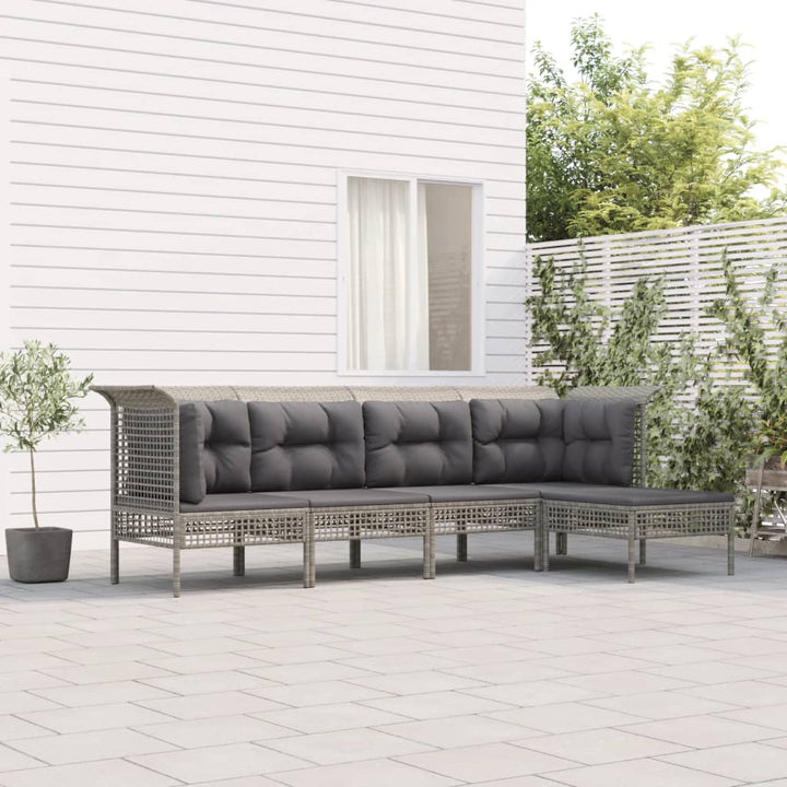 Set Mobilier De Grădină Cu Perne, 6 Piese, Gri, Poliratan