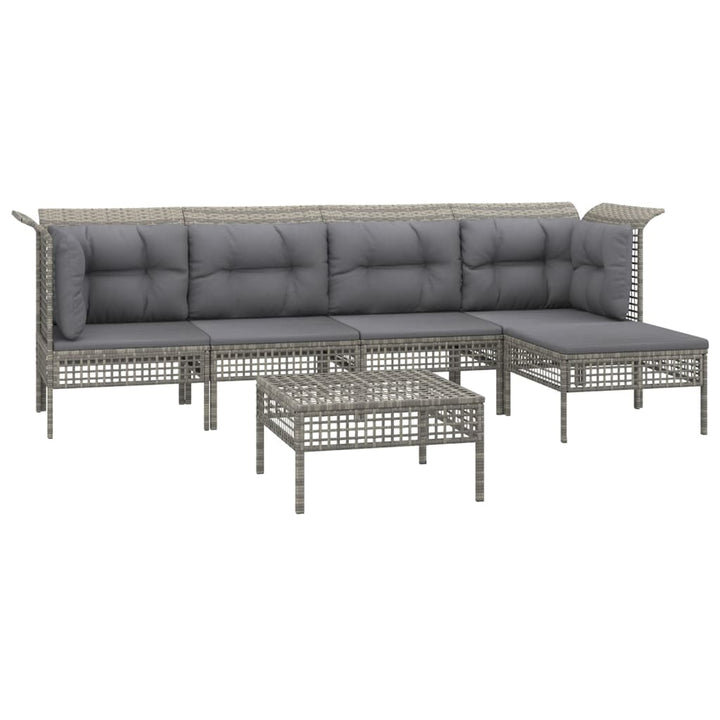 Set Mobilier De Grădină Cu Perne, 6 Piese, Gri, Poliratan